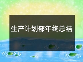 生產(chǎn)計劃部年終總結(jié)