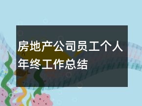 房地產(chǎn)公司員工個人年終工作總結(jié)
