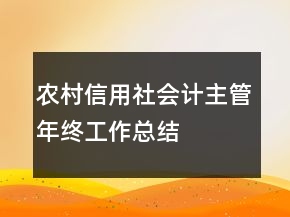 農(nóng)村信用社會計主管年終工作總結(jié)