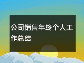 公司銷售年終個人工作總結