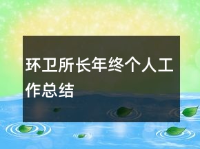 環(huán)衛(wèi)所長年終個人工作總結(jié)