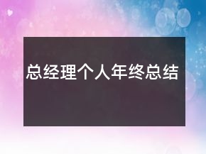 總經(jīng)理個(gè)人年終總結(jié)