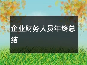企業(yè)財務人員年終總結