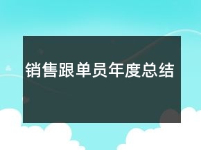 銷售跟單員年度總結(jié)
