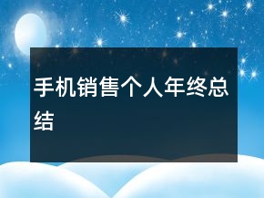 手機(jī)銷售個(gè)人年終總結(jié)