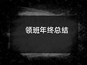 領(lǐng)班年終總結(jié)
