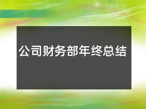 公司財務部年終總結