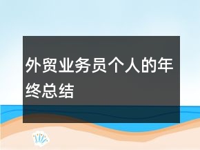 外貿(mào)業(yè)務(wù)員個(gè)人的年終總結(jié)
