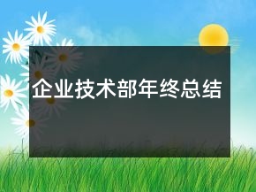 企業(yè)技術(shù)部年終總結(jié)