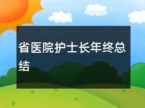 省醫(yī)院護(hù)士長(zhǎng)年終總結(jié)