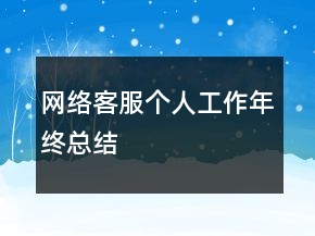 網(wǎng)絡(luò)客服個人工作年終總結(jié)