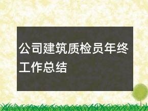 公司建筑質(zhì)檢員年終工作總結