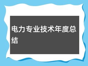 電力專(zhuān)業(yè)技術(shù)年度總結(jié)