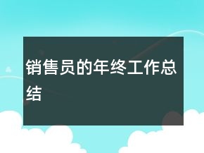 銷(xiāo)售員的年終工作總結(jié)