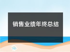 銷售業(yè)績年終總結(jié)
