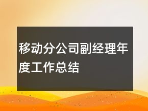 移動(dòng)分公司副經(jīng)理年度工作總結(jié)