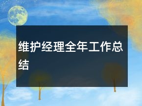 維護(hù)經(jīng)理全年工作總結(jié)