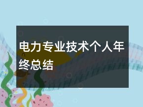 電力專業(yè)技術(shù)個(gè)人年終總結(jié)
