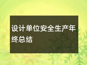 設(shè)計(jì)單位安全生產(chǎn)年終總結(jié)