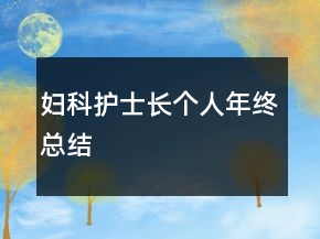 婦科護士長個人年終總結(jié)