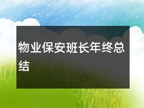 物業(yè)保安班長年終總結(jié)