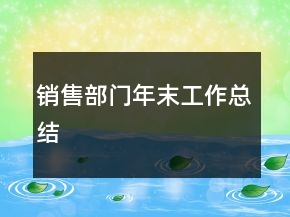 銷(xiāo)售部門(mén)年末工作總結(jié)