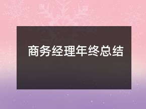商務經(jīng)理年終總結(jié)