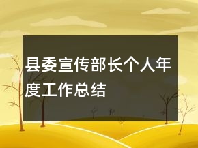 縣委宣傳部長個人年度工作總結