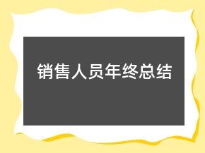 銷售人員年終總結(jié)
