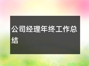 公司經(jīng)理年終工作總結(jié)