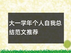 大一學(xué)年個人自我總結(jié)范文推薦