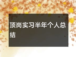 頂崗實(shí)習(xí)半年個(gè)人總結(jié)