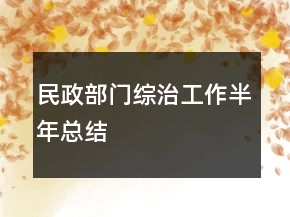 民政部門綜治工作半年總結(jié)