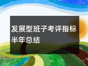 發(fā)展型班子考評(píng)指標(biāo)半年總結(jié)