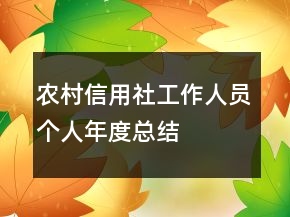 農(nóng)村信用社工作人員個(gè)人年度總結(jié)