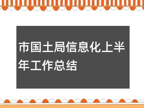 市國(guó)土局信息化上半年工作總結(jié)