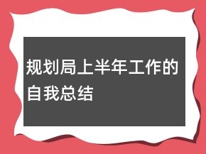 規(guī)劃局上半年工作的自我總結(jié)