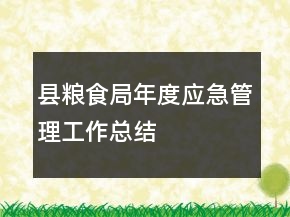 縣糧食局年度應(yīng)急管理工作總結(jié)