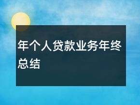 年個(gè)人貸款業(yè)務(wù)年終總結(jié)