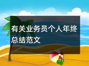 有關業(yè)務員個人年終總結范文