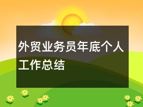 外貿(mào)業(yè)務(wù)員年底個(gè)人工作總結(jié)