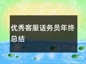 優(yōu)秀客服話務(wù)員年終總結(jié)