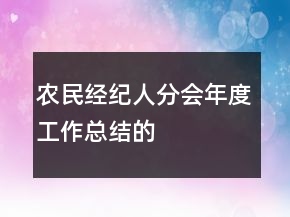 農(nóng)民經(jīng)紀(jì)人分會(huì)年度工作總結(jié)的