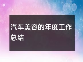 汽車美容的年度工作總結(jié)