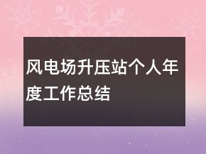 風(fēng)電場升壓站個人年度工作總結(jié)
