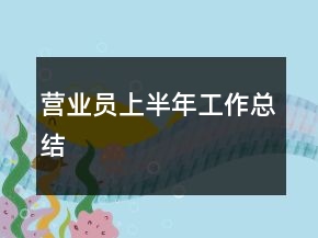 營業(yè)員上半年工作總結(jié)