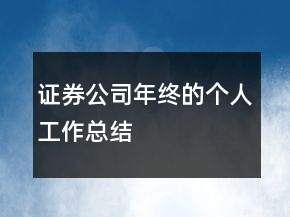 證券公司年終的個人工作總結(jié)