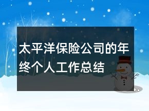 太平洋保險(xiǎn)公司的年終個人工作總結(jié)