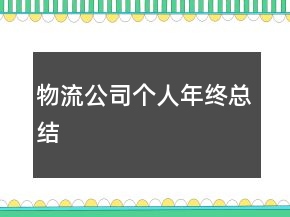 物流公司個人年終總結