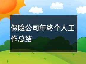 保險(xiǎn)公司年終個(gè)人工作總結(jié)